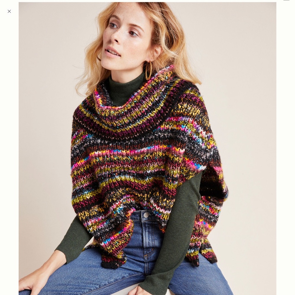ANTHROPOLOGIE warm turtleneck SWEATER/PONCHO with 2 arm holes. It is a size M/L